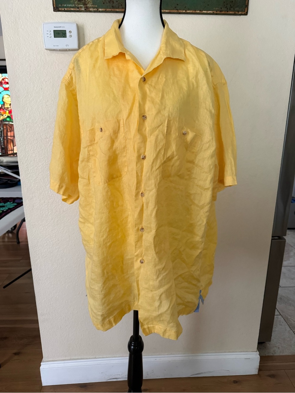 PAUL FREDRICK Men Short Sleeve Button Down 100% LINEN Casual Shirt Classic Fit